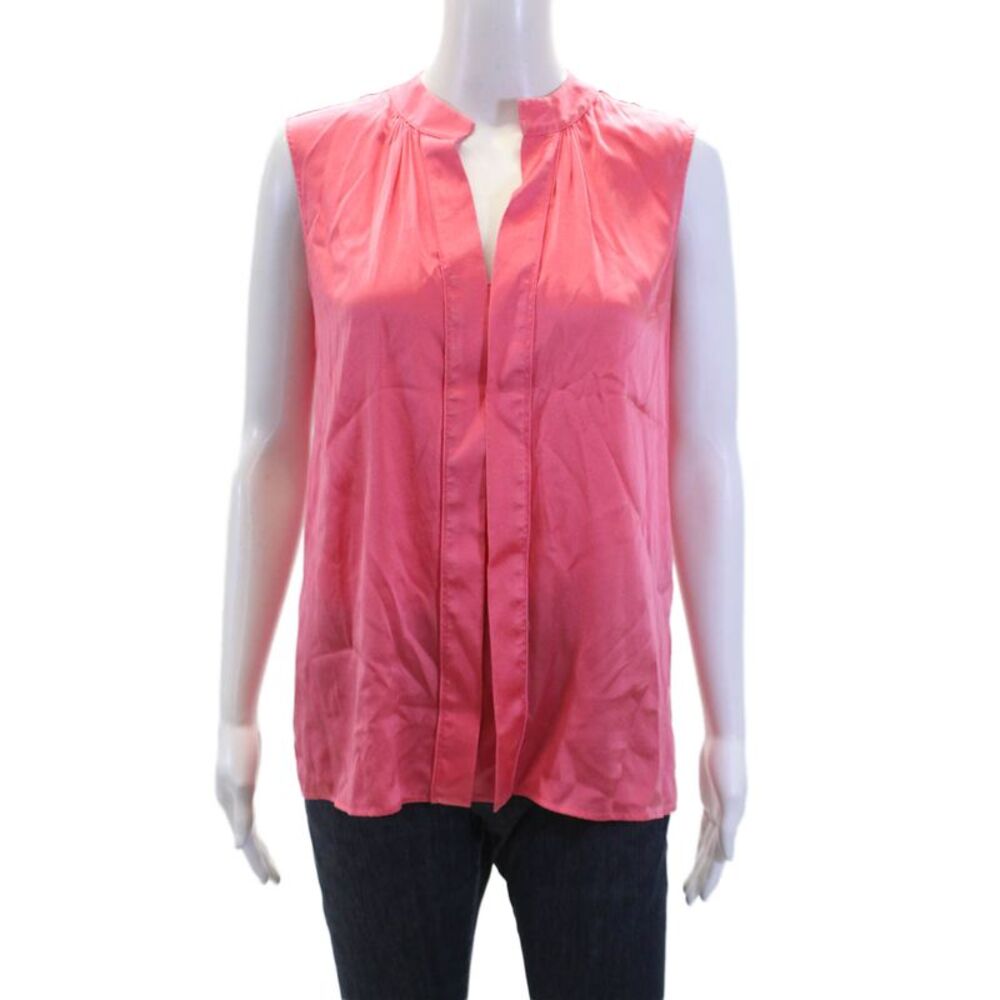 Sharis Womens Silk Sleeveless V Neck Solid Blouse Pink Size XS